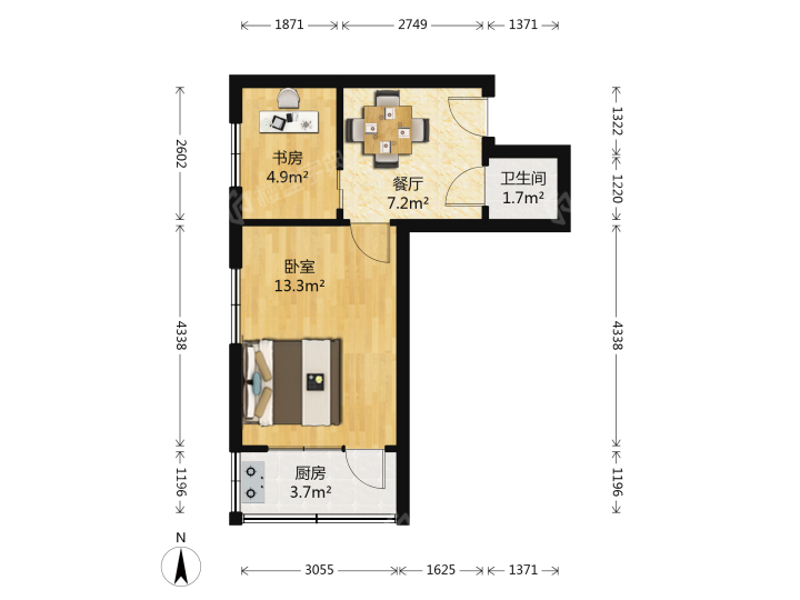 整租·重庆南路86号小区 1室1厅 南
